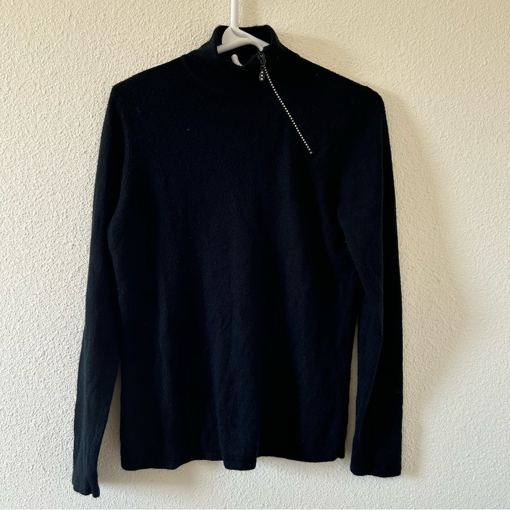 Mercer Street Studio Women’s Mock Neck Popover Sweater Medium Black Dressy